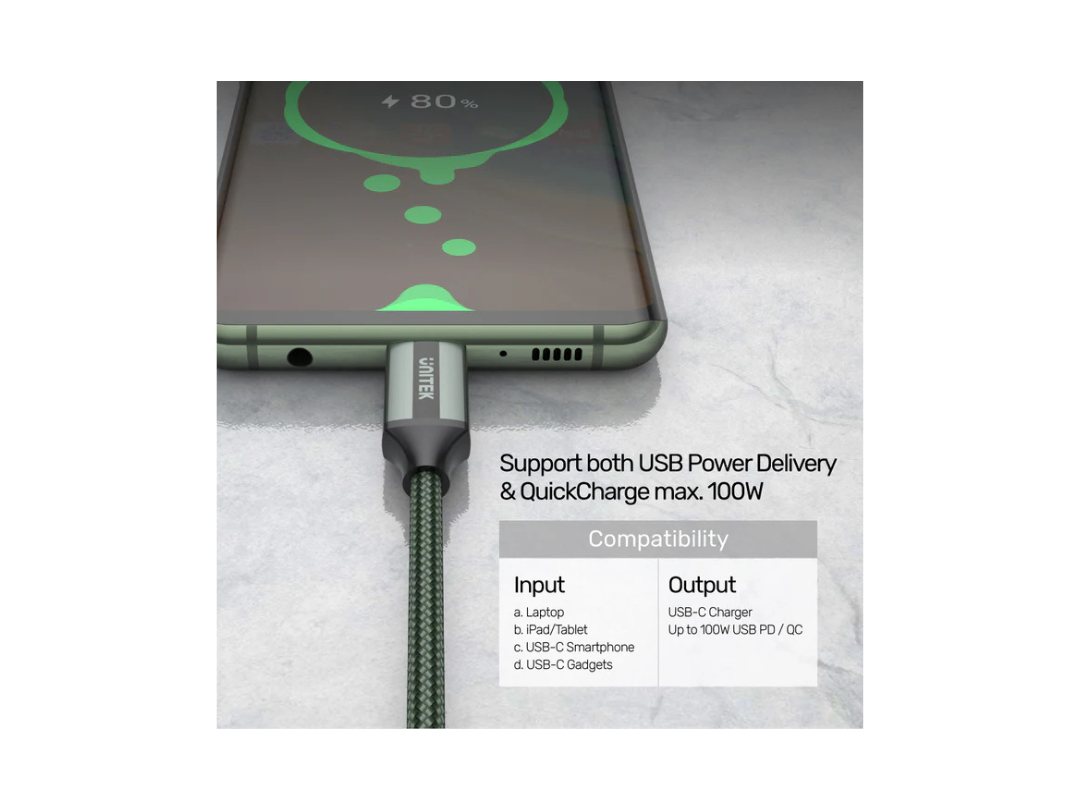 Unitek 1M USB-C Cable, 100W PD Fast Charging, 4K, 10Gbps Data Unitek 1M USB-C Cable, 100W PD Fast Charging, 4K, 10Gbps Data